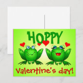 Hoppy Valentinstag Green Cartoon Frogs Postcard Feiertagspostkarte (Vorne/Hinten)