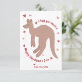 "Hoppy Valentinstag" Kangaroo Valentine Karte (Stehend Vorderseite)
