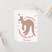 "Hoppy Valentinstag" Kangaroo Valentine Karte (Vorderseite/Rückseite Beispiel)