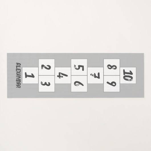 Hopscotch Black on Grau White Yoga Mat Yogamatte (Rückseite (Horizontal))