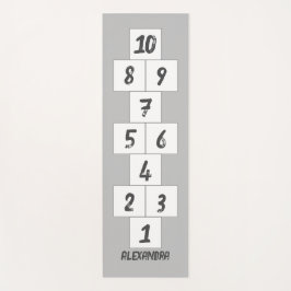 Hopscotch Black on Grau White Yoga Mat Yogamatte