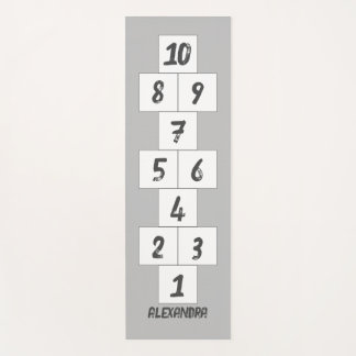 Hopscotch Black on Grau White Yoga Mat Yogamatte