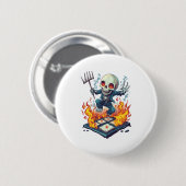 Hopscotch from Hell - Funny Demon Skull Button (Vorne & Hinten)