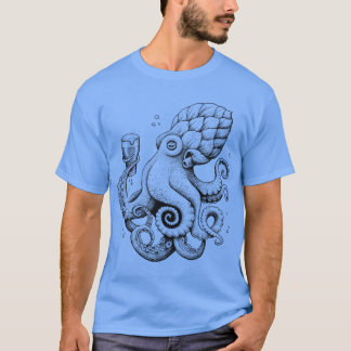 Hoptopushe Beer Drinking Octopus retro T-Shirt