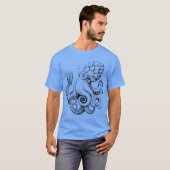 Hoptopushe Beer Drinking Octopus retro T-Shirt (Vorne ganz)