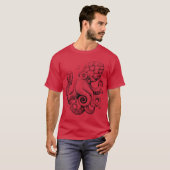 Hoptopushe Bier trinkender Oktopus T-Shirt (Vorne ganz)