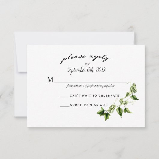 Hopvine Wedding Invitation RSVP Card Karte (Vorderseite)