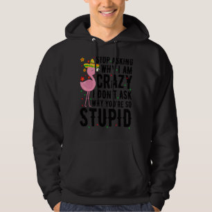 Hör auf Fragen, warum ich Crazy Flamingo Stupid Pi Hoodie