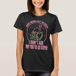 Hör auf Fragen, warum ich Crazy Flamingo Stupid Pi T-Shirt