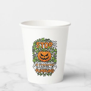 Hör auf Kürbisse Halloween Geister Fledermäuse anz Pappbecher