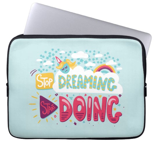 Hör auf zu träumen, fang an, blass türkis zu werde laptopschutzhülle (Vorderseite)