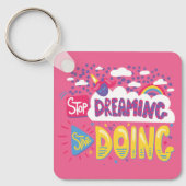 Hör auf zu träumen, fang an, dunkles Violetmetall  Schlüsselanhänger (Vorderseite)