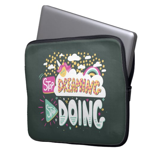 Hör auf zu träumen, fang an, grün zu machen laptopschutzhülle (Vorderseite Links)