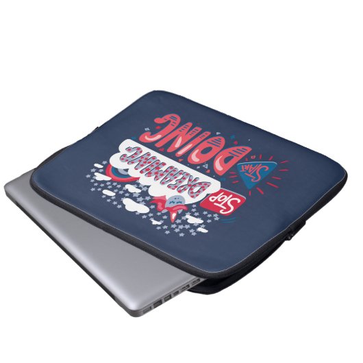 Hör auf zu träumen, fang an, navy Blue zu spielen Laptopschutzhülle (Vorne Knopf)