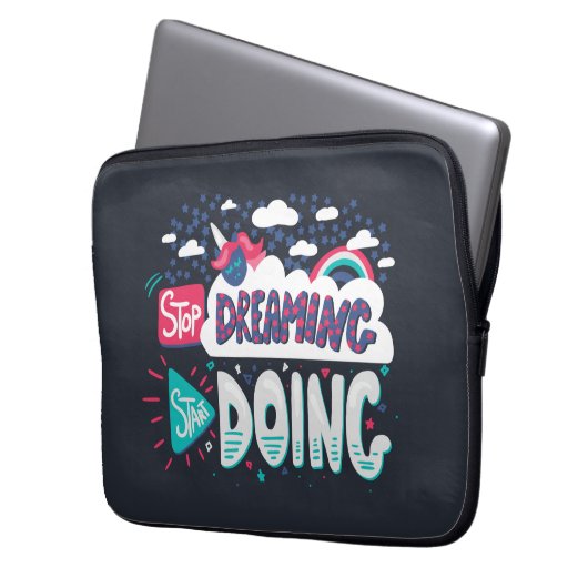 Hör auf zu träumen, fang an, Schattenschwarz zu ma Laptopschutzhülle (Vorderseite Links)