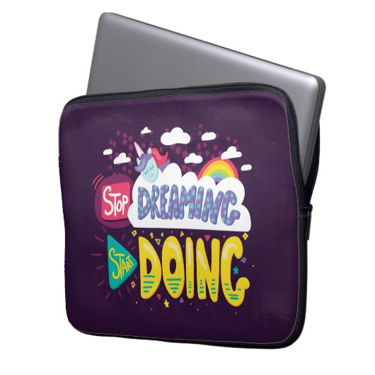 Hör auf zu träumen, mach Dunkle Lila Laptopschutzhülle (Vorderseite Links)