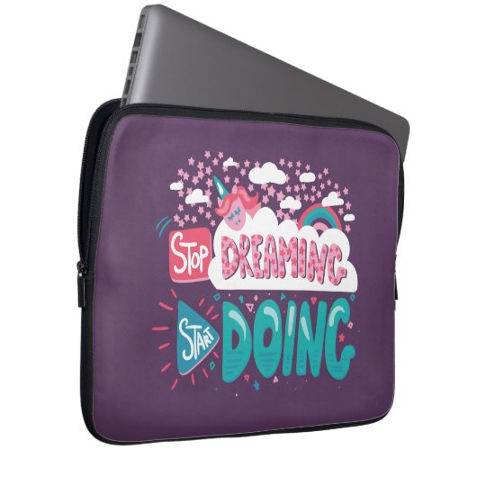 Hör auf zu träumen, mach Lila Laptopschutzhülle (Vorne Rechts)