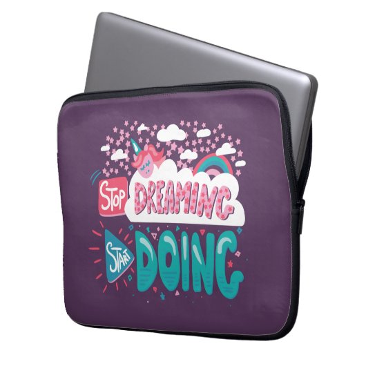 Hör auf zu träumen, mach Lila Laptopschutzhülle (Vorderseite Links)