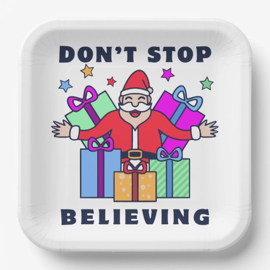 Hör nicht auf, dem Weihnachtsmann mit Geschenken z Pappteller (Vorderseite)