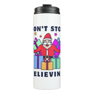 Hör nicht auf, dem Weihnachtsmann mit Geschenken z Thermosbecher