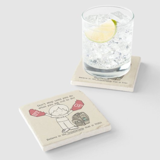 Hör nicht auf steinuntersetzer (Seitenansicht)