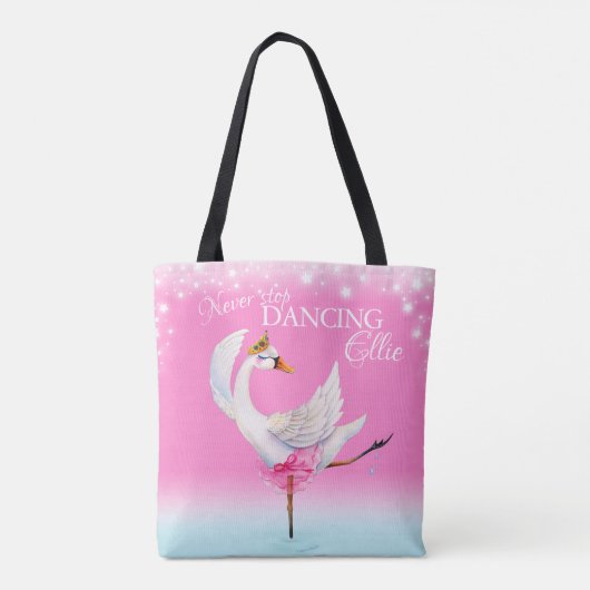 Hör niemals auf, Ballett-Schwänze mit rosa Kunstta Tasche (Rückseite)