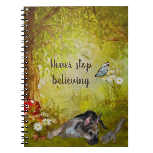 Hör niemals auf, dem deutschen Schäferpuppy zu gla Notizblock (Vorderseite)