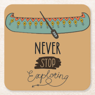 Hör niemals auf, mit dem Kanu zu erkunden Rechteckiger Pappuntersetzer