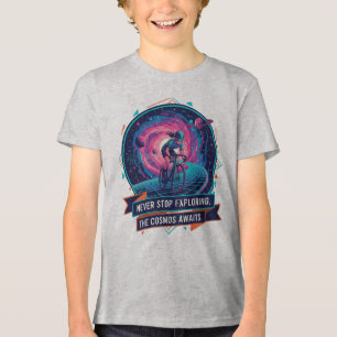 Hör niemals auf, Radfahren zu erkunden, Kosmische  Tri-Blend Shirt