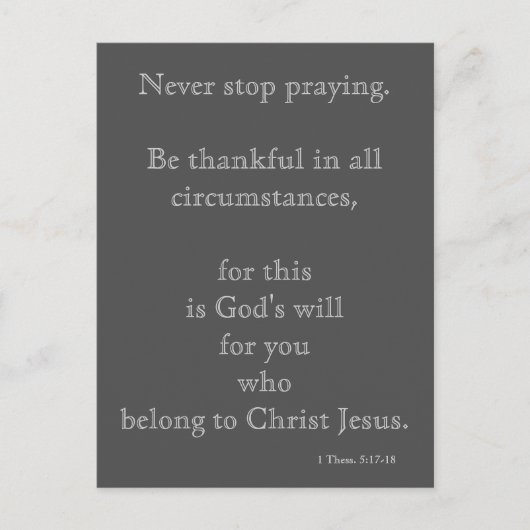 Hör niemals auf zu beten postkarte (Vorderseite)