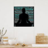Hör zu, atme, Pause, sei Meditationspenster Poster (Küche)