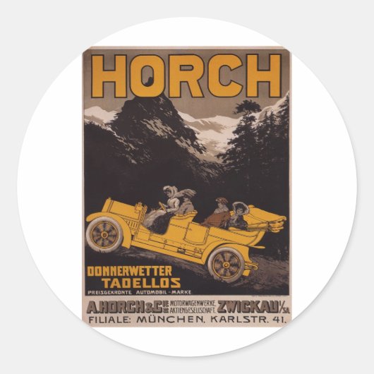 HORCH Automobil Runder Aufkleber (Vorderseite)