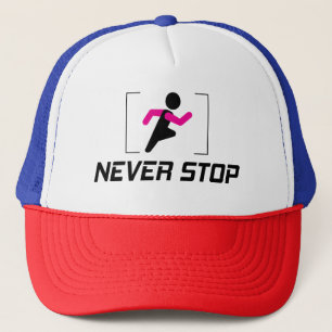 Höre nie auf motivierendes Design für den hart arb Truckerkappe