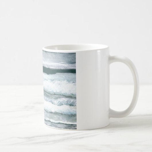 Hören der Wellen-Abbruchs-Ozean-Seekunst-Geschenke Kaffeetasse (Rechts)