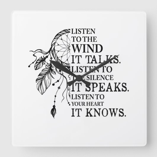 Hören Sie auf Ihr Herz, es kennt die amerikanische Quadratische Wanduhr (Vorderseite)