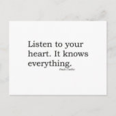 "Hören Sie auf Ihr Herz. Es weiß alles" Coelho Postkarte (Vorderseite)