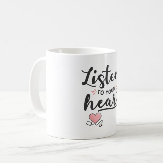 Hören Sie auf Ihr Herz-Stethoscope Kaffeetasse (Vorderseite Links)