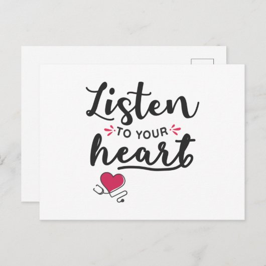 Hören Sie auf Ihr Herz-Stethoscope Postkarte (Vorne/Hinten)