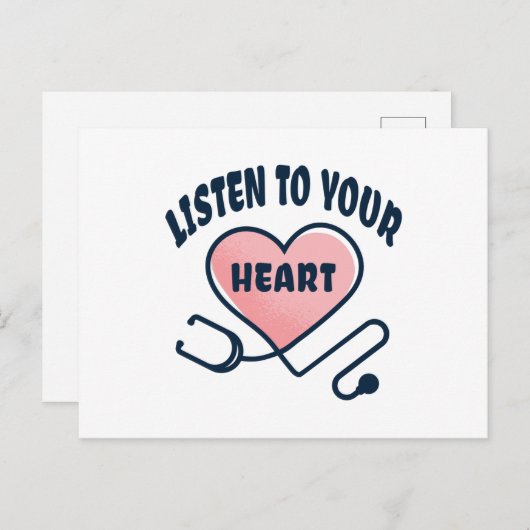 Hören Sie auf Ihr Herz-Stethoscope Postkarte (Vorne/Hinten)