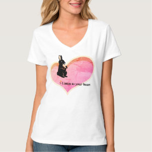 Hören Sie auf Ihr rosa Herz mit Kaninchen T-Shirt