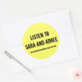 Hören Sie auf Sara und Aimee Runder Aufkleber (Umschlag)
