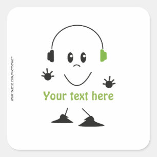 Hören Sie den Musiksticker Quadratischer Aufkleber