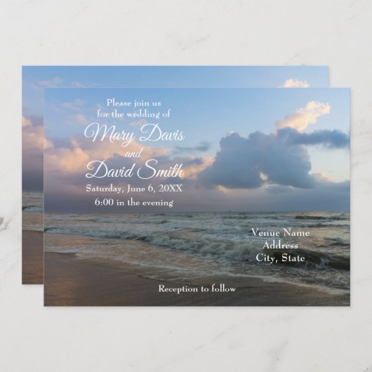 Hören Sie die Wellen Hochzeit Einladung (Vorne/Hinten)