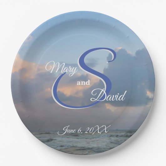 Hören Sie die Wellen Hochzeit Pappteller (Vorderseite)