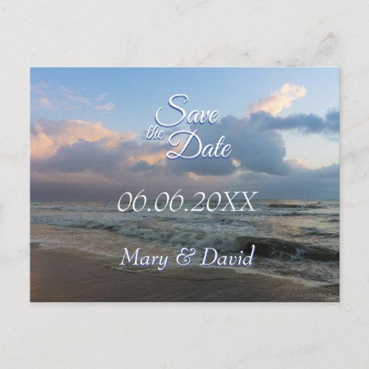 Hören Sie die Wellen Hochzeit Postkarte (Vorderseite)