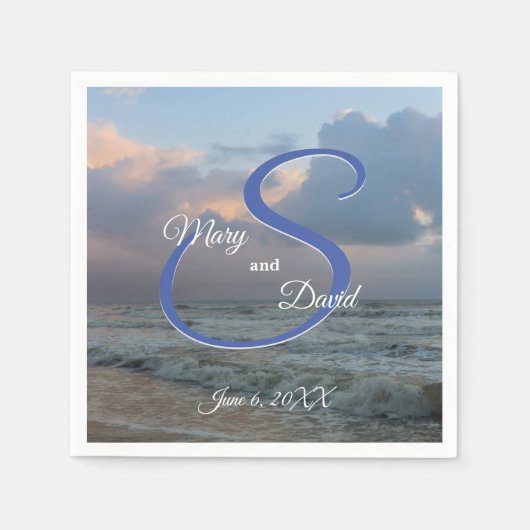 Hören Sie die Wellen Hochzeit Serviette (Vorderseite)