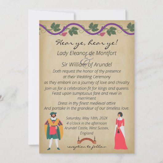 HÖREN SIE! Hochzeit von mittelalterlichen Imitaten Einladung (Vorderseite)