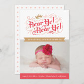 Hören Sie! Hören Sie! Geburtsankündigung in Gold Ankündigung (Vorne/Hinten)