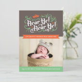 Hören Sie! Hören Sie! Geburtsankündigung in Kohle Ankündigung (Stehend Vorderseite)