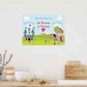 Hören Sie Ihr Brünettes Ritterhorn & Burg Geburtst Poster (Küche)